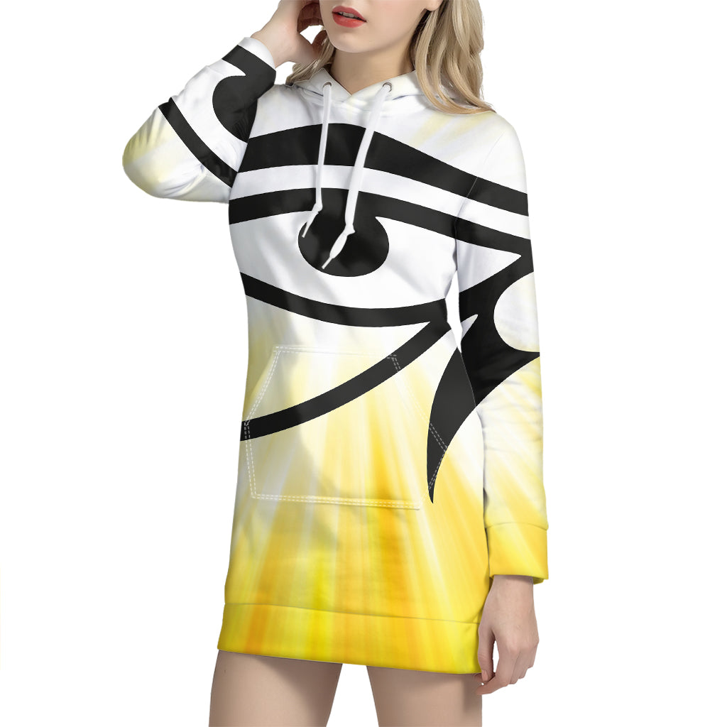 Eye Of Horus Symbol Print Pullover Hoodie Dress