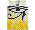 Eye Of Horus Symbol Print Quilt Bed Set