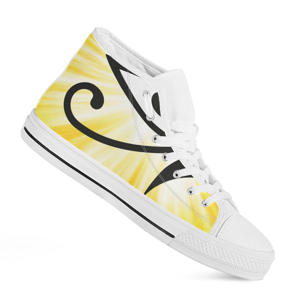 Eye Of Horus Symbol Print White High Top Shoes