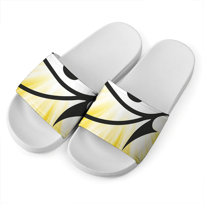 Eye Of Horus Symbol Print White Slide Sandals