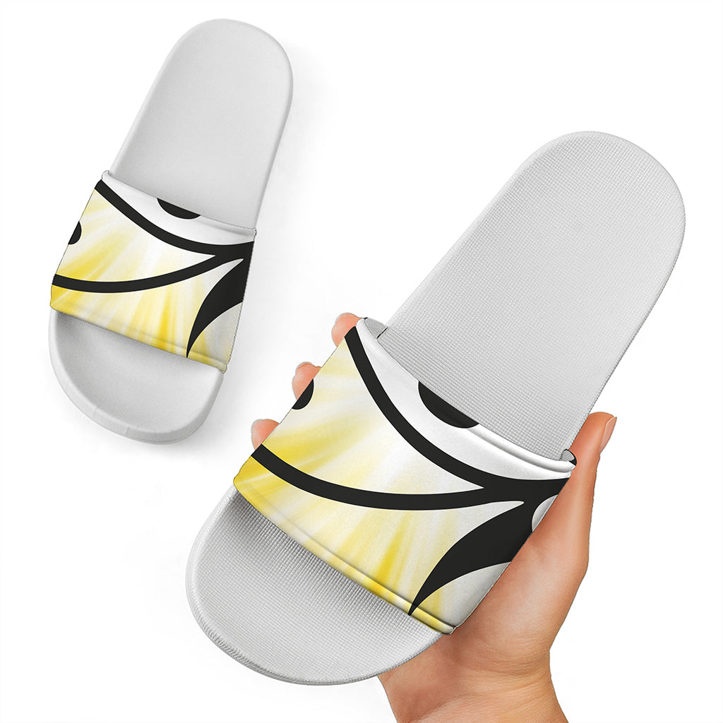 Eye Of Horus Symbol Print White Slide Sandals