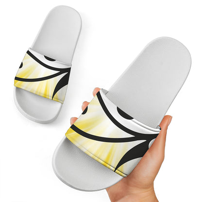 Eye Of Horus Symbol Print White Slide Sandals