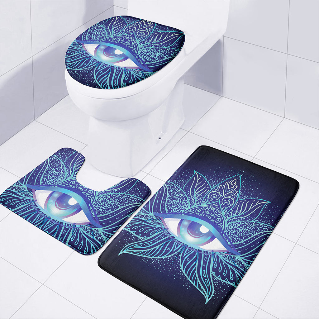 Eye of Providence Flower Print 3 Piece Bath Mat Set
