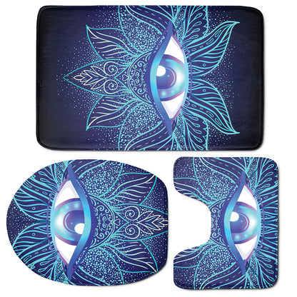 Eye of Providence Flower Print 3 Piece Bath Mat Set
