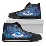 Eye of Providence Flower Print Black High Top Shoes