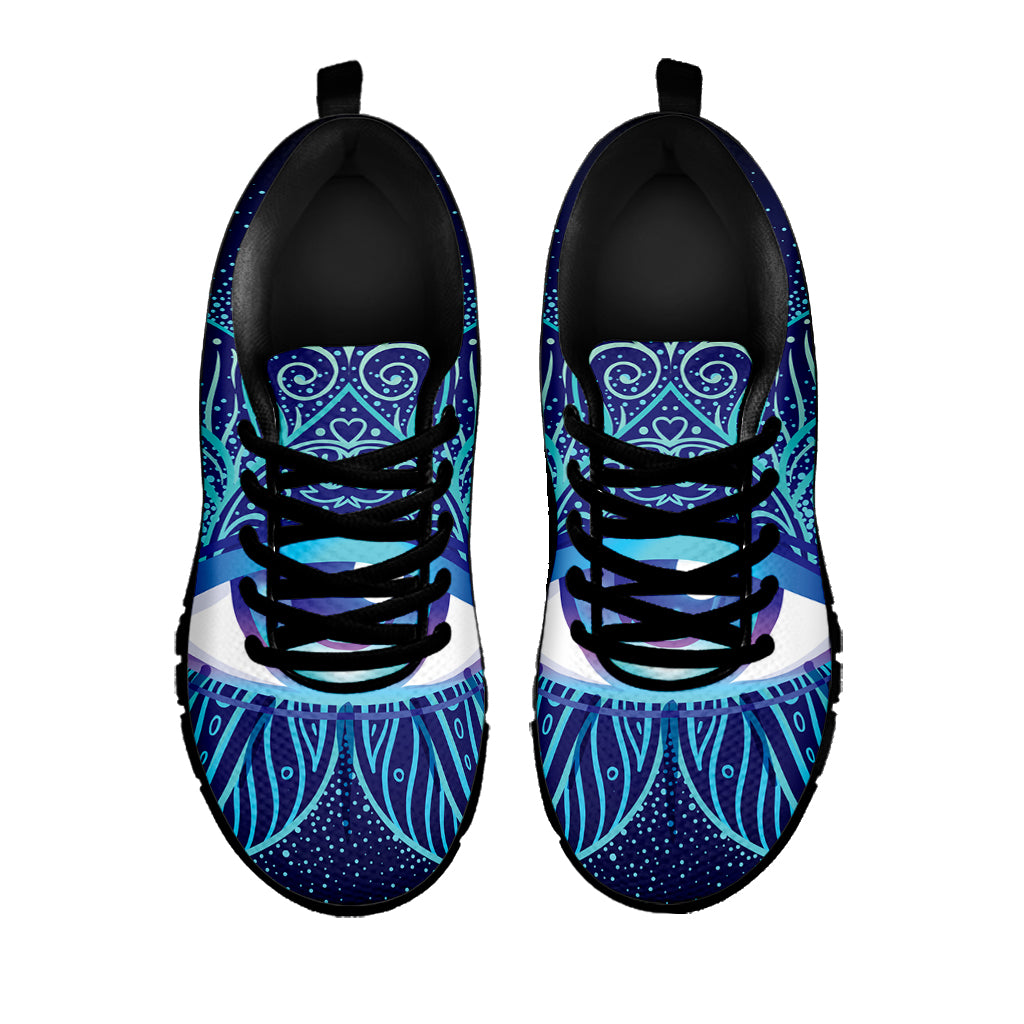 Eye of Providence Flower Print Black Sneakers