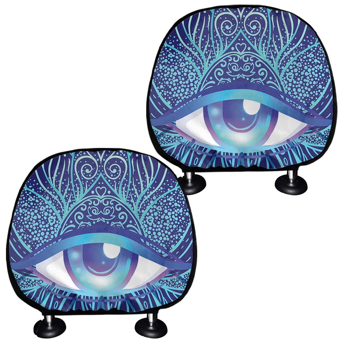 Eye of Providence Flower Print Car Headrest Covers