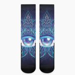 Eye of Providence Flower Print Crew Socks