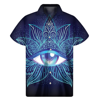 Eye of Providence Flower Print Men's Short Sleeve Shirt
