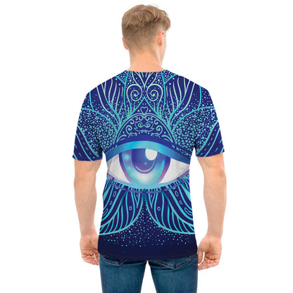Eye of Providence Flower Print Men's T-Shirt