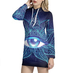 Eye of Providence Flower Print Pullover Hoodie Dress