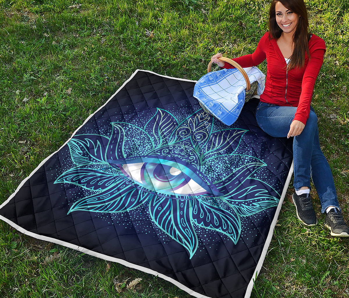 Eye of Providence Flower Print Quilt