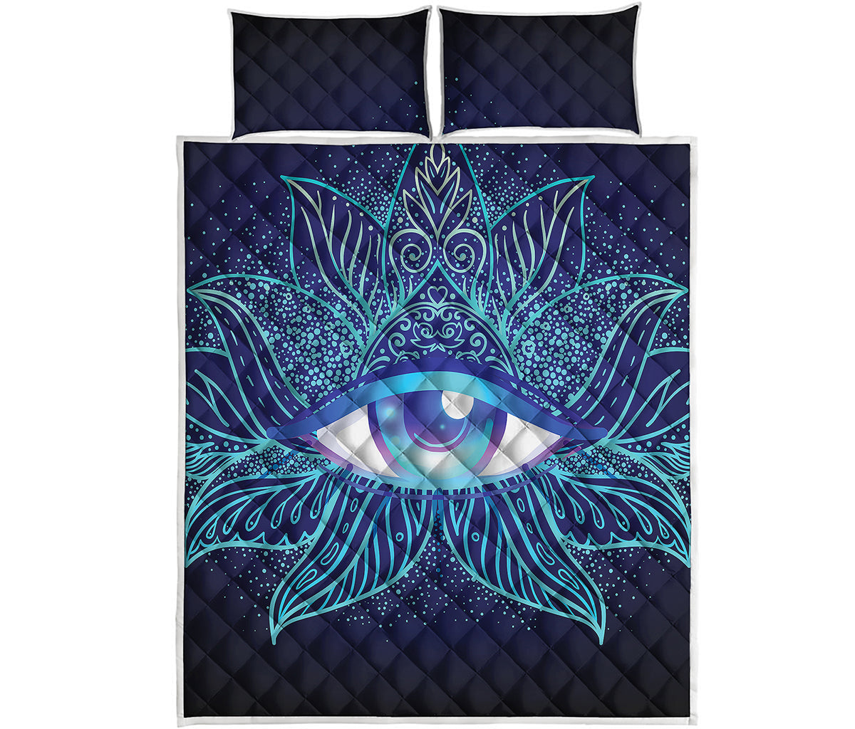 Eye of Providence Flower Print Quilt Bed Set