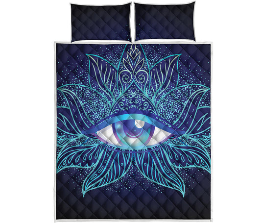 Eye of Providence Flower Print Quilt Bed Set