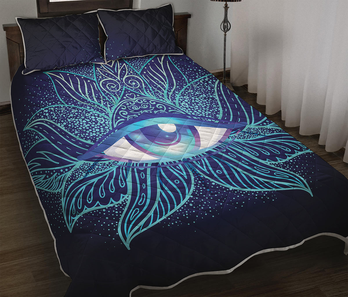 Eye of Providence Flower Print Quilt Bed Set