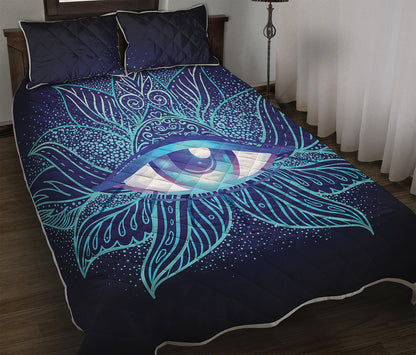 Eye of Providence Flower Print Quilt Bed Set