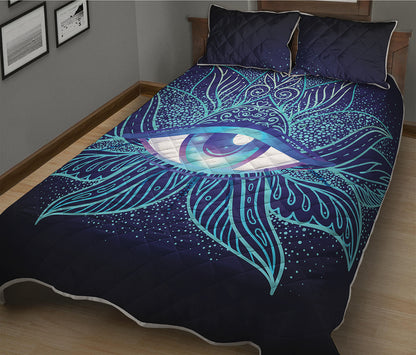 Eye of Providence Flower Print Quilt Bed Set