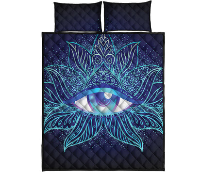 Eye of Providence Flower Print Quilt Bed Set
