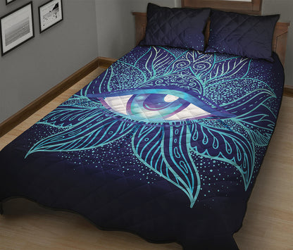 Eye of Providence Flower Print Quilt Bed Set