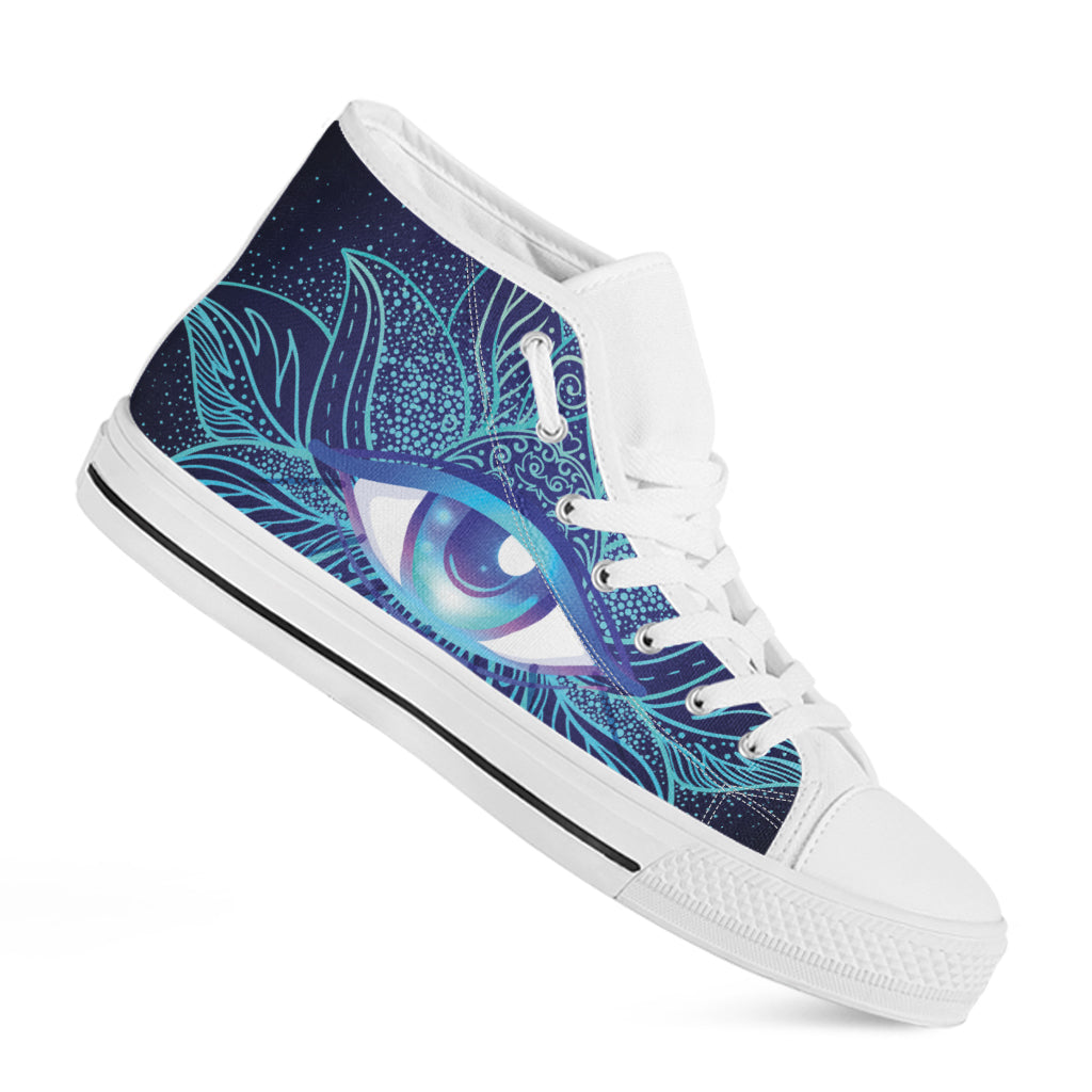 Eye of Providence Flower Print White High Top Shoes