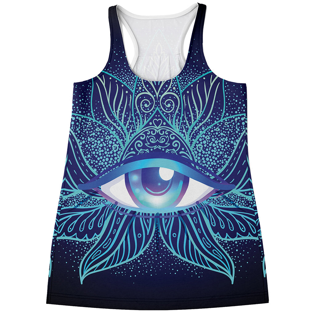 Eye of Providence Flower Print Women's Racerback Tank Top