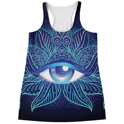 Eye of Providence Flower Print Women's Racerback Tank Top