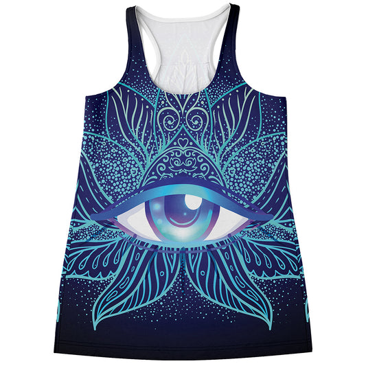 Eye of Providence Flower Print Women's Racerback Tank Top