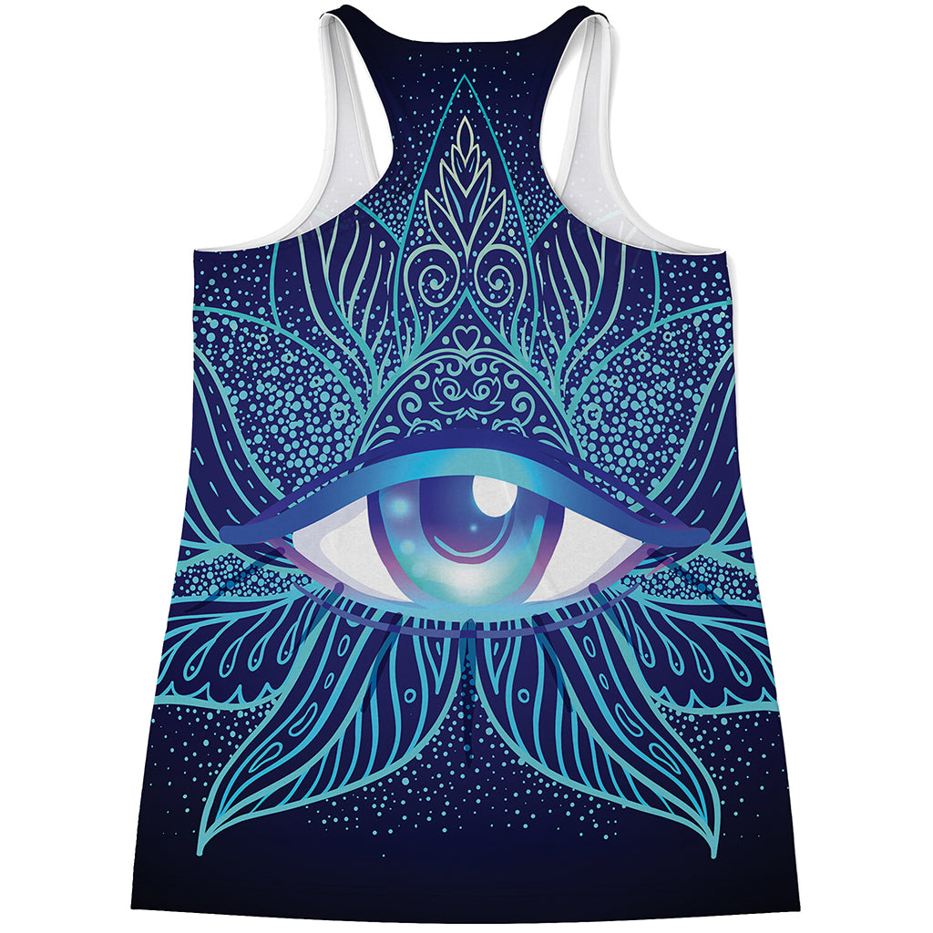 Eye of Providence Flower Print Women's Racerback Tank Top