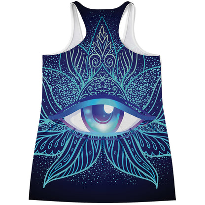 Eye of Providence Flower Print Women's Racerback Tank Top