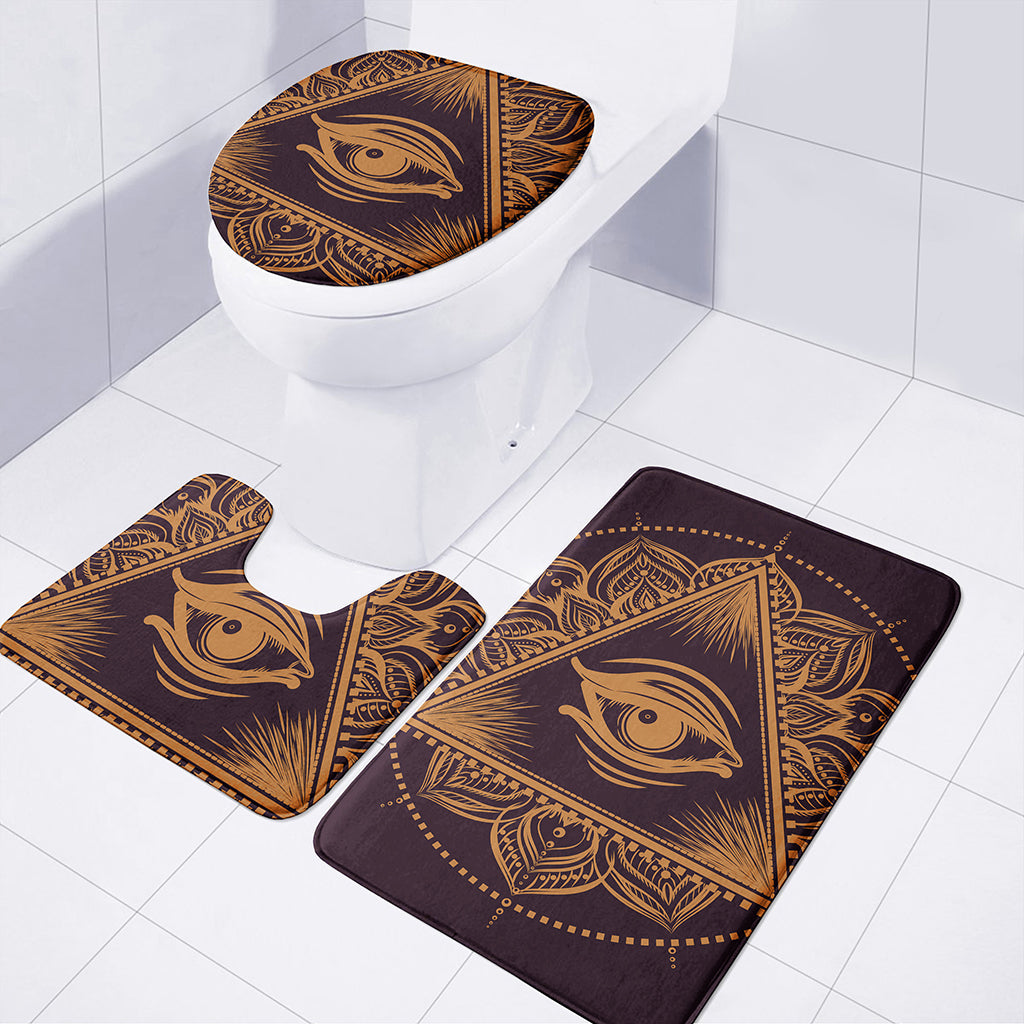 Eye of Providence Mandala Print 3 Piece Bath Mat Set