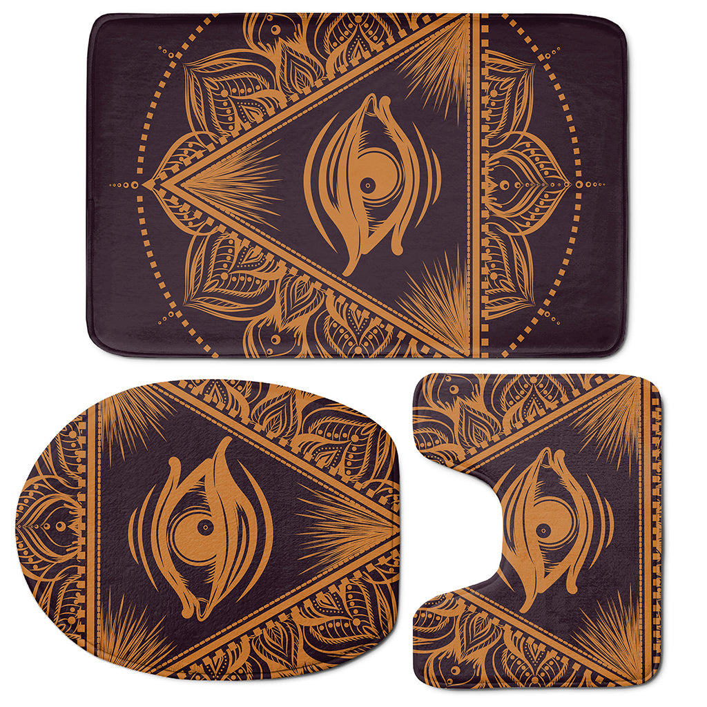 Eye of Providence Mandala Print 3 Piece Bath Mat Set