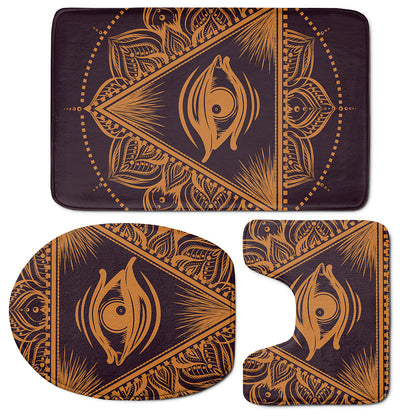 Eye of Providence Mandala Print 3 Piece Bath Mat Set