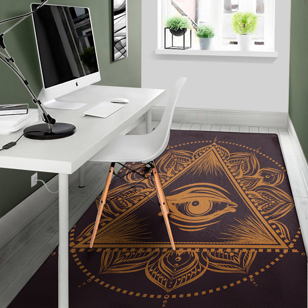 Eye of Providence Mandala Print Area Rug