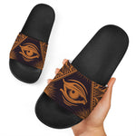 Eye of Providence Mandala Print Black Slide Sandals