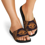 Eye of Providence Mandala Print Black Slide Sandals
