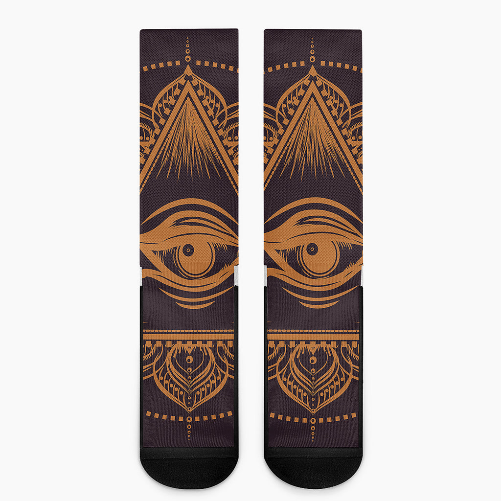 Eye of Providence Mandala Print Crew Socks