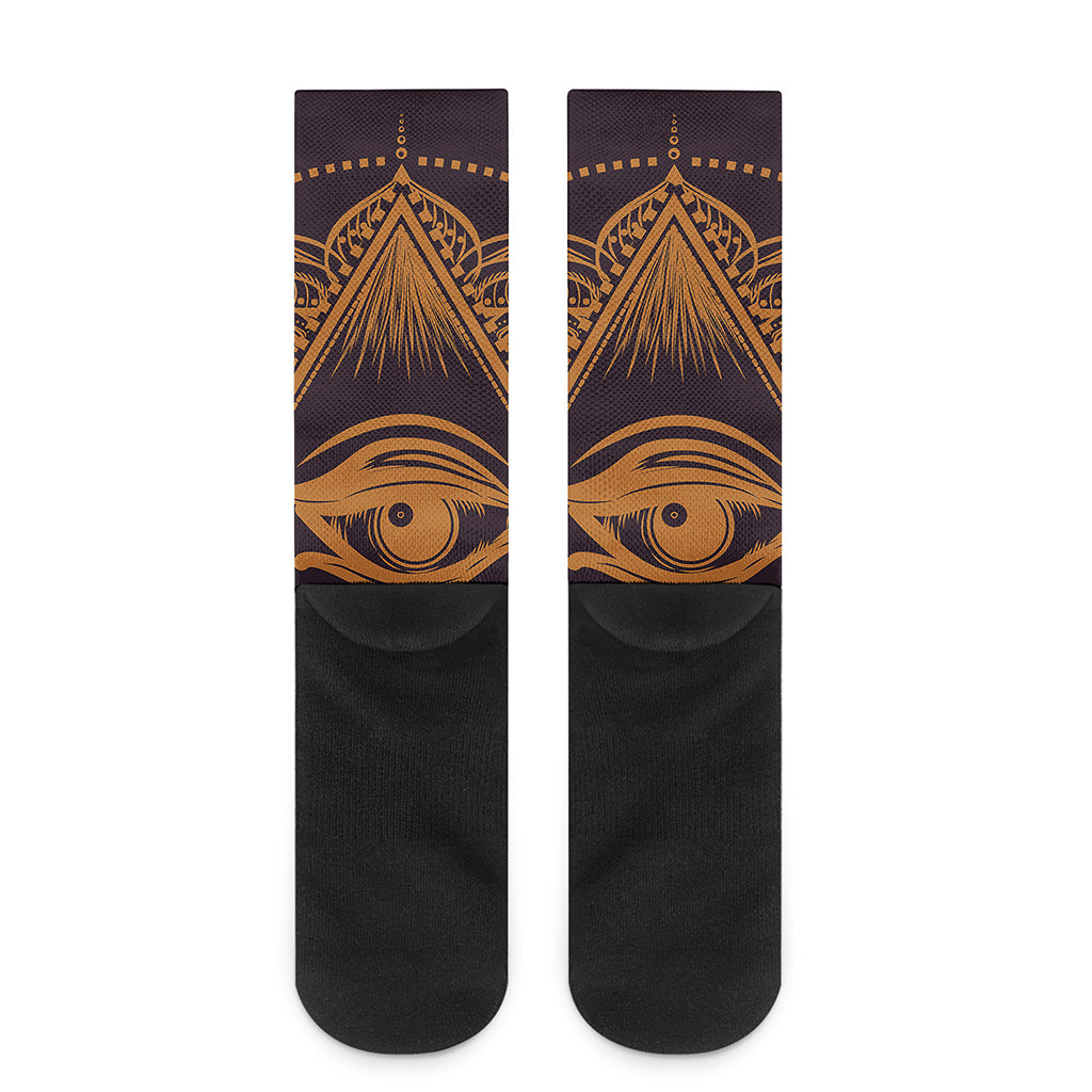 Eye of Providence Mandala Print Crew Socks