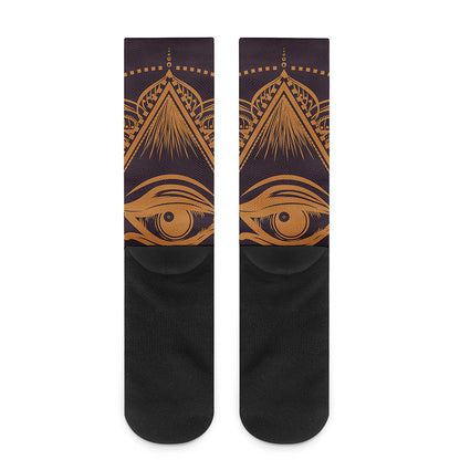 Eye of Providence Mandala Print Crew Socks