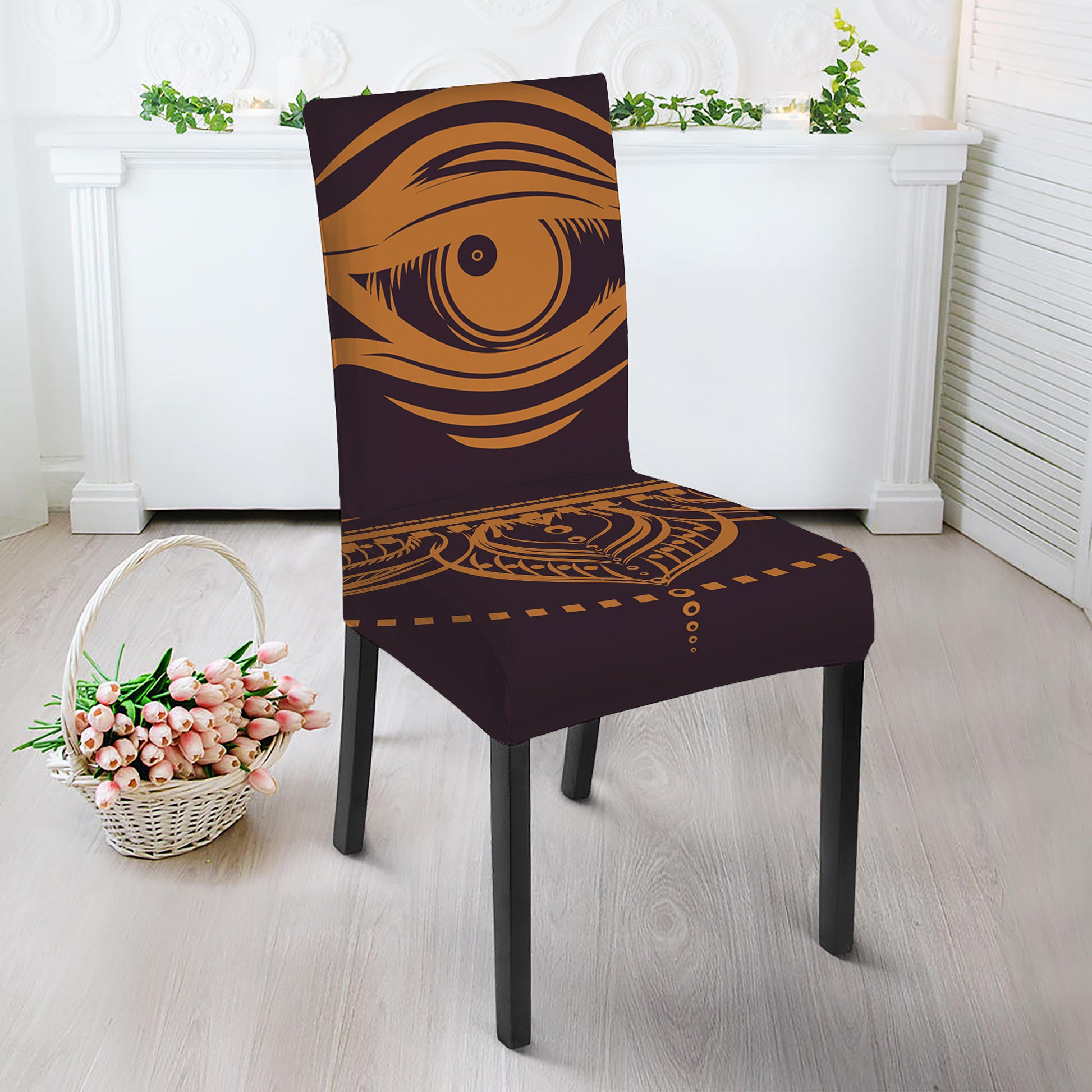Eye of Providence Mandala Print Dining Chair Slipcover