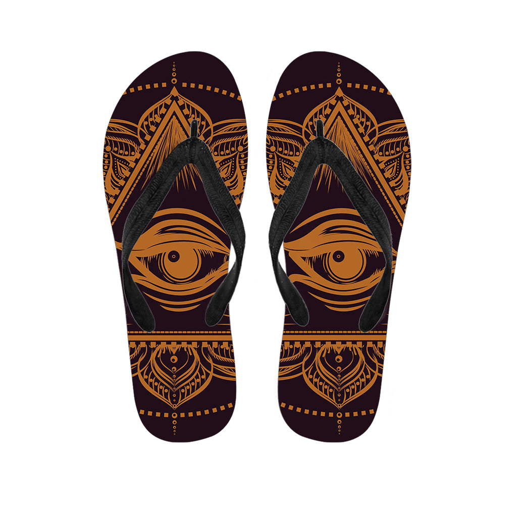 Eye of Providence Mandala Print Flip Flops