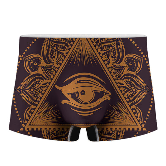 Eye of Providence Mandala Print Men's Boxer Briefs