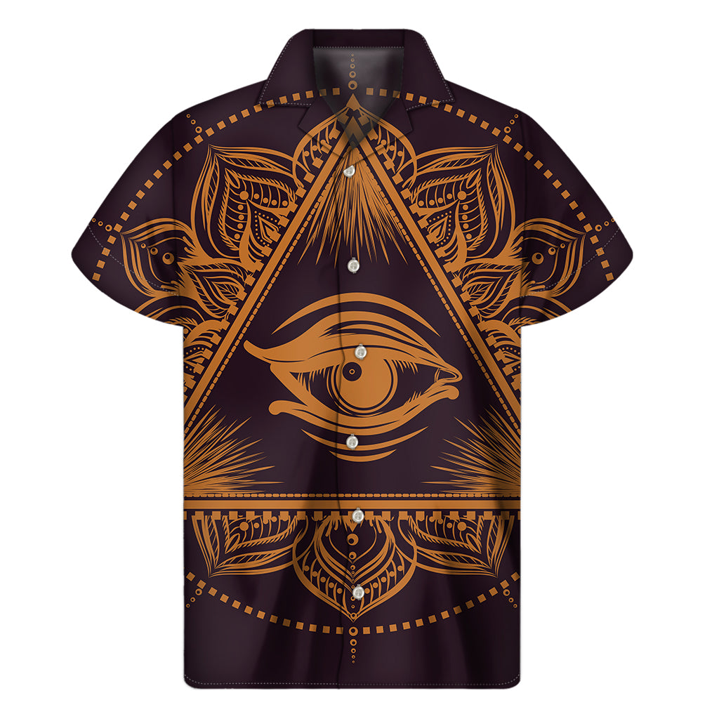 Eye of Providence Mandala Print Men's Short Sleeve Shirt