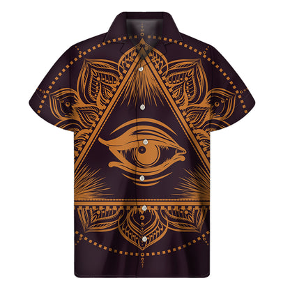 Eye of Providence Mandala Print Men's Short Sleeve Shirt