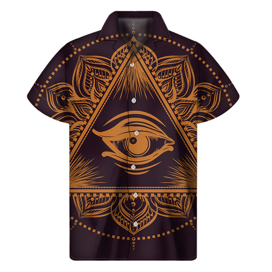 Eye of Providence Mandala Print Men's Short Sleeve Shirt