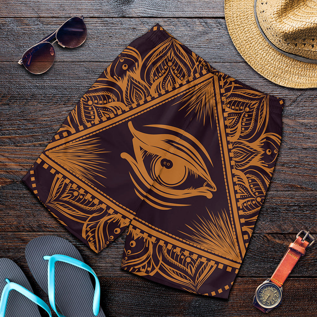 Eye of Providence Mandala Print Men's Shorts