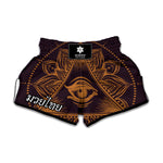 Eye of Providence Mandala Print Muay Thai Boxing Shorts