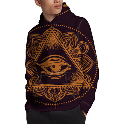 Eye of Providence Mandala Print Pullover Hoodie