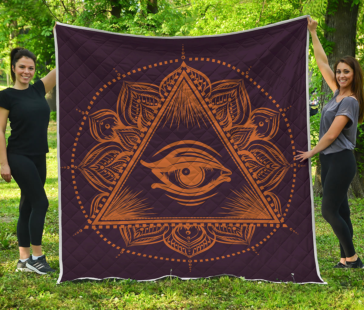 Eye of Providence Mandala Print Quilt