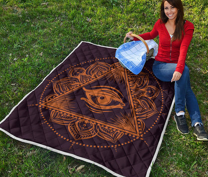 Eye of Providence Mandala Print Quilt