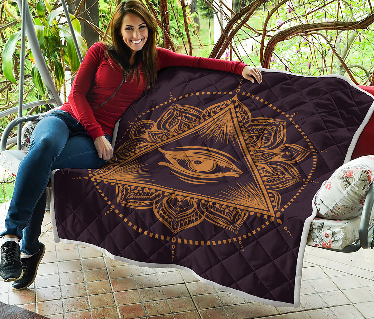 Eye of Providence Mandala Print Quilt